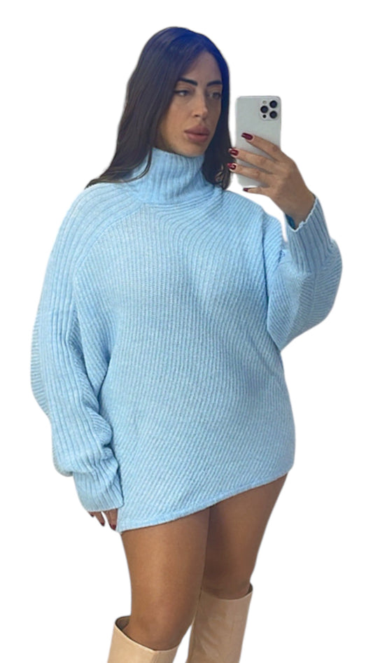 Maglione dolcevita a costine