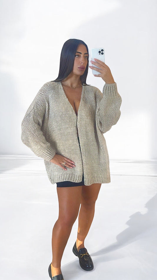 Cardigan in lana beige