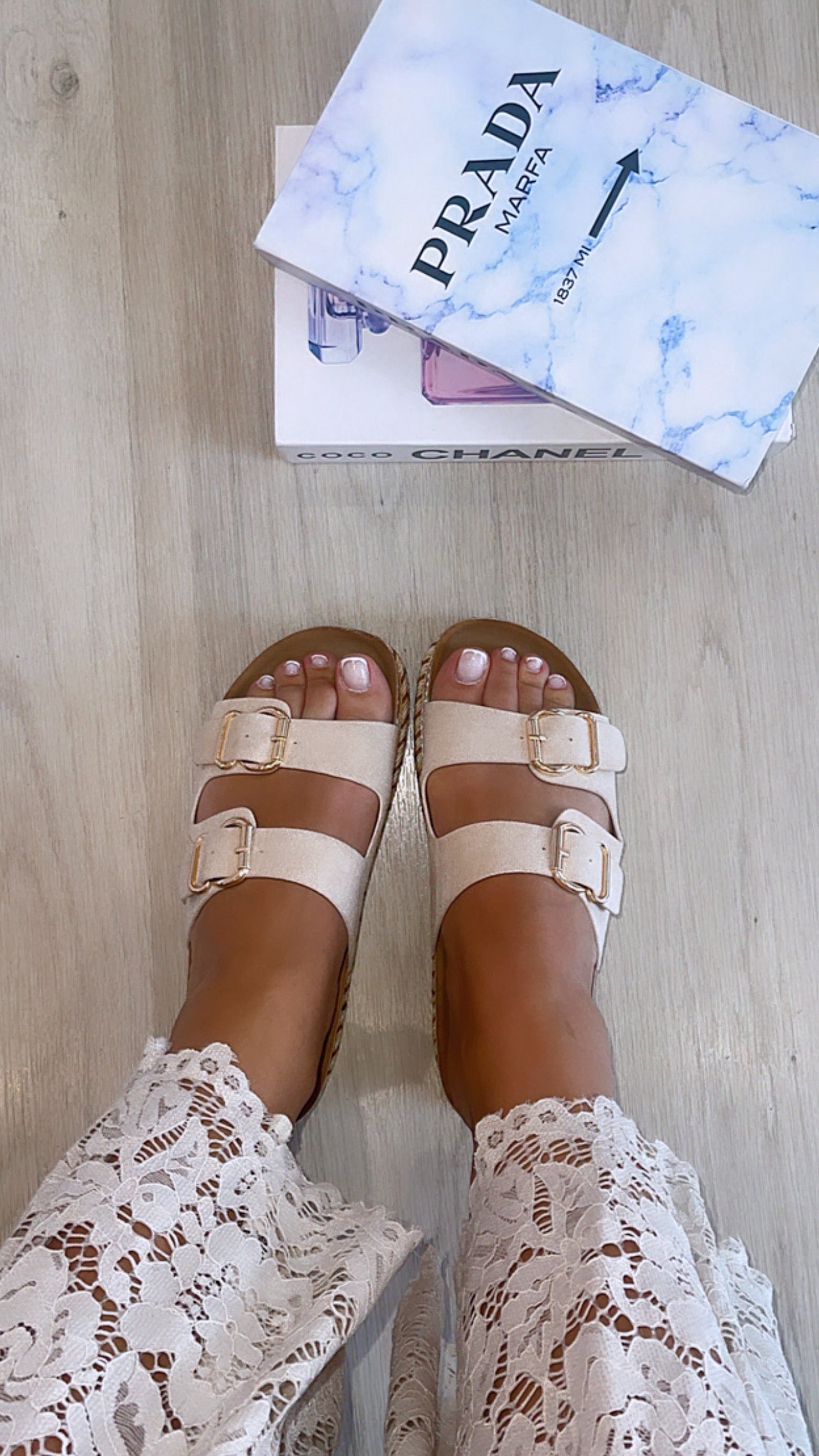 Glenda / sandali platform beige