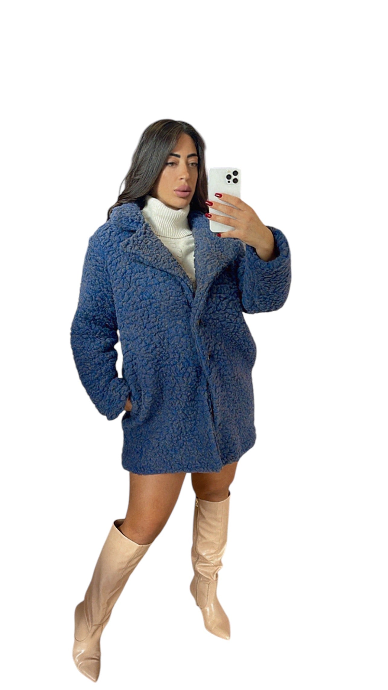 Cappotto teddy blu