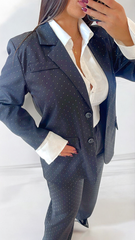 Blazer nero brillantinato