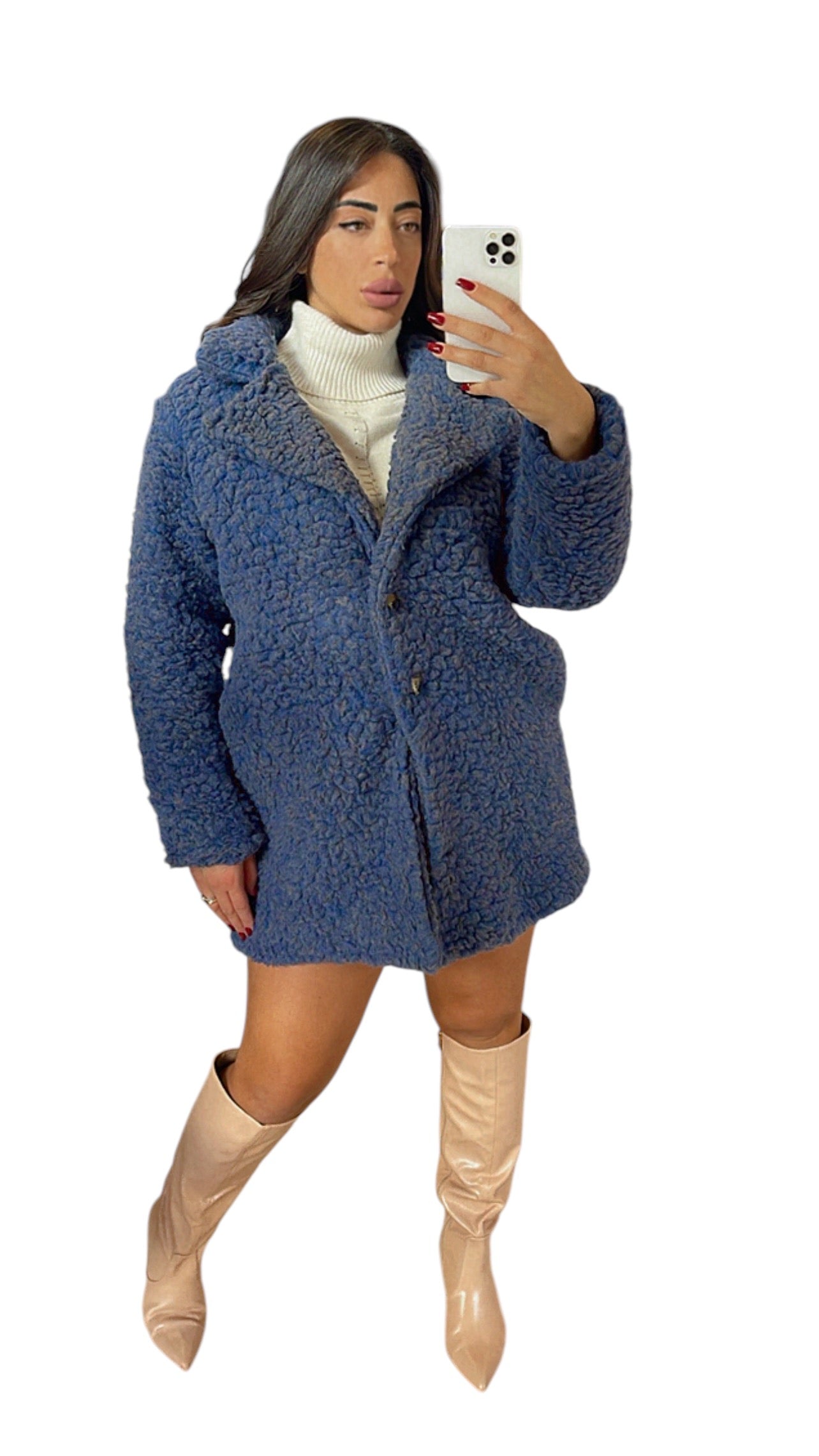 Cappotto teddy blu