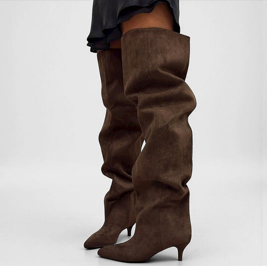 JOY Stivale alto con tacco comodo gambale largo