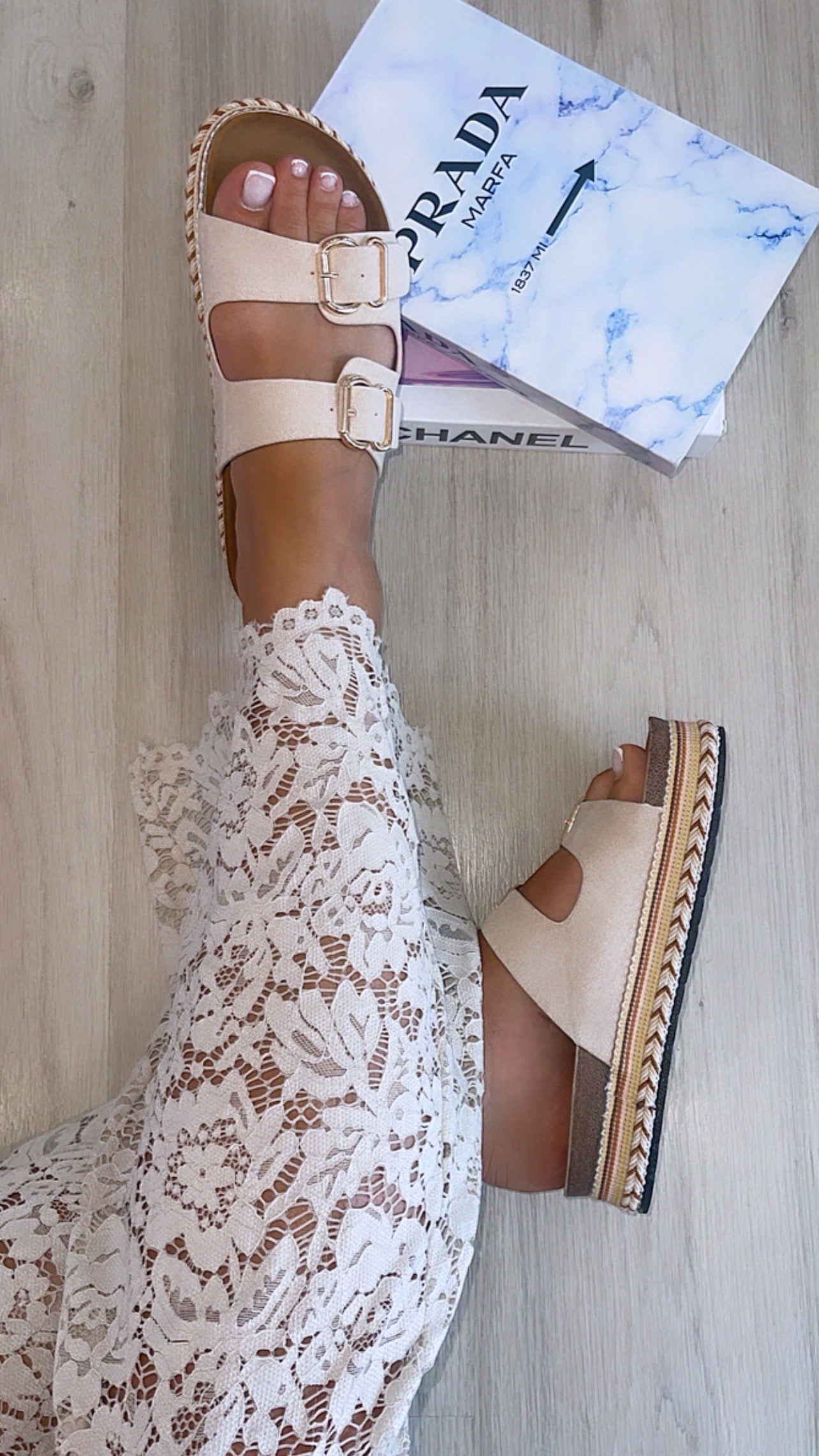 Glenda / sandali platform beige